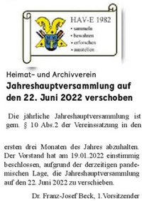 Heimatverein JHV am 22.06.2022
